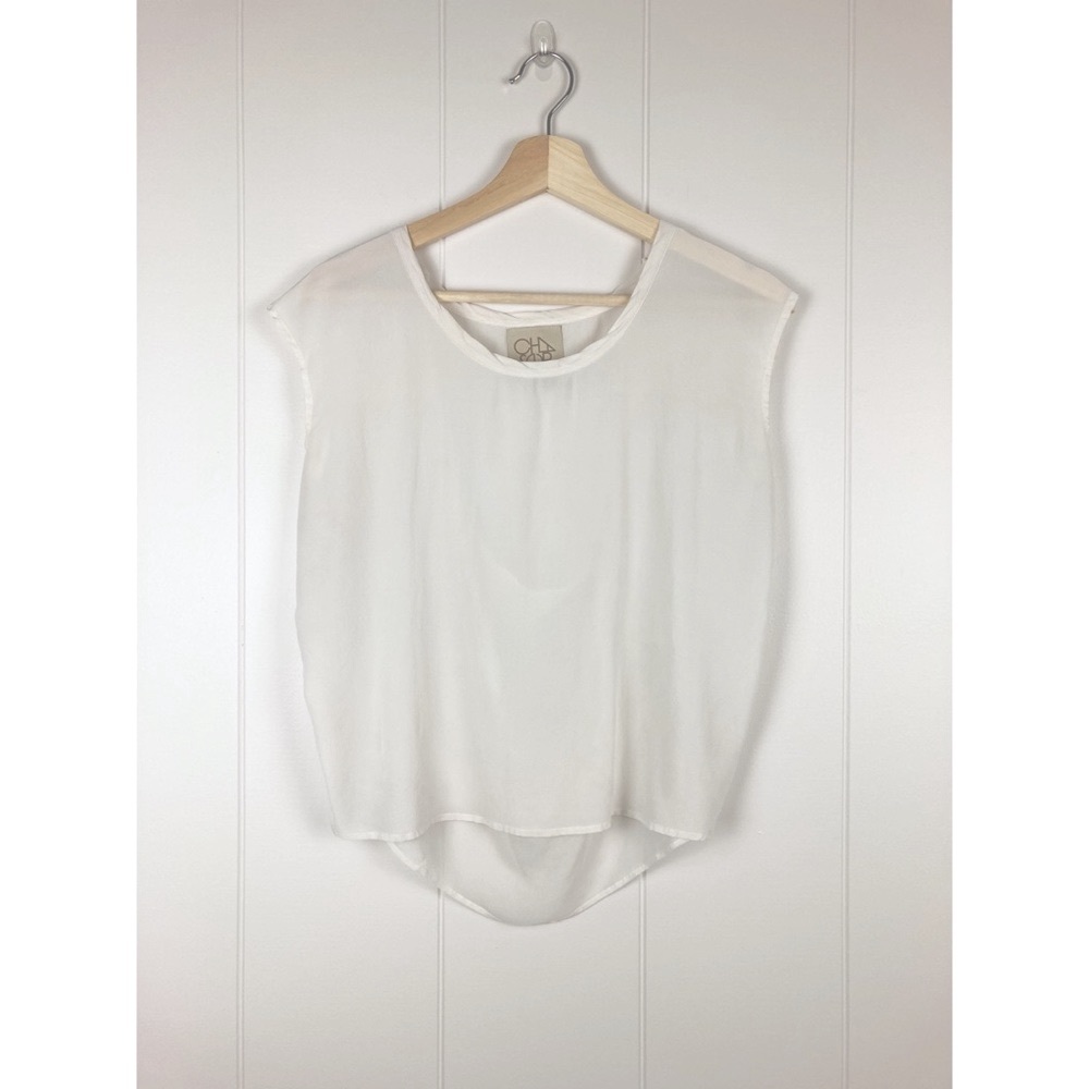 Chaser | Semi-Sheer Silk Drape Back Boxy Top